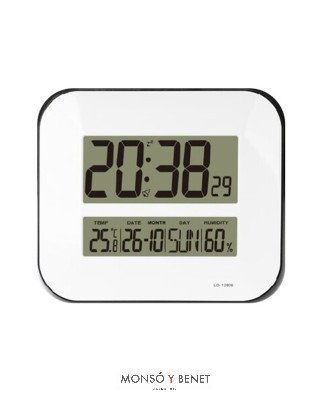 RELOJ PARED Y MESA LCD TEMPERATURA HUMEDAD FECHA RPD-506