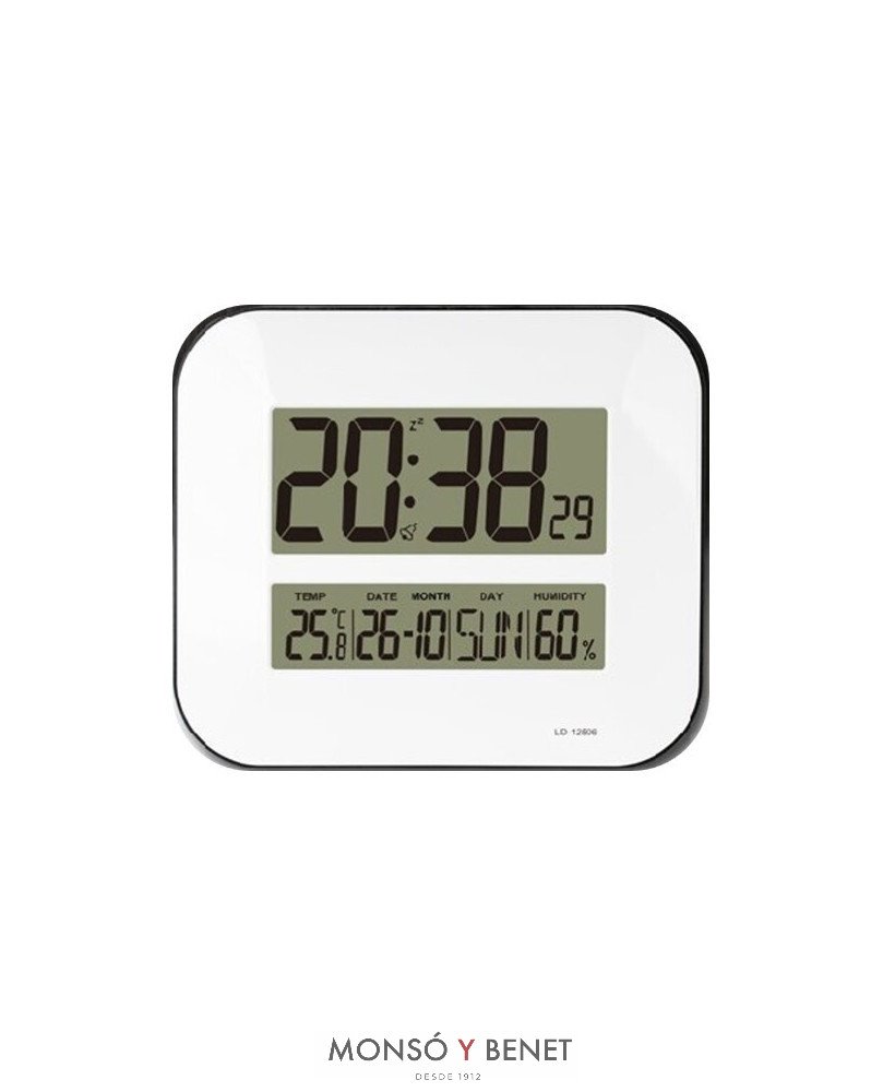 RELOJ PARED Y MESA LCD TEMPERATURA HUMEDAD FECHA RPD-506