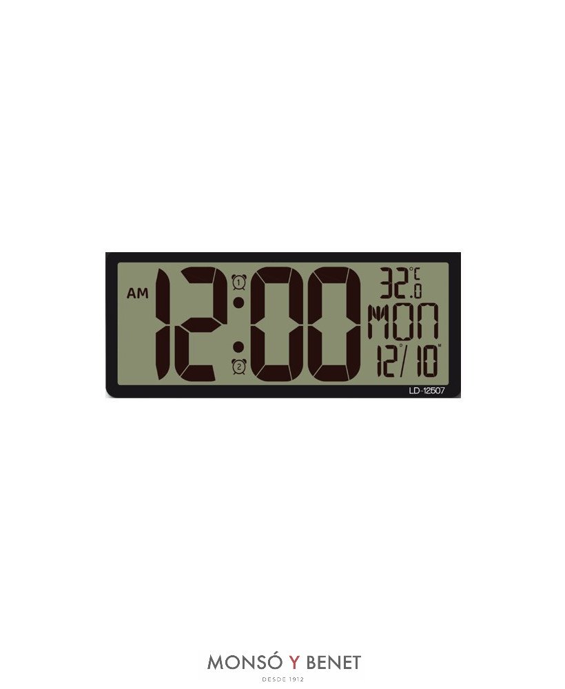 RELOJ PARED Y MESA LCD TEMPERATURA HUMEDAD FECHA RPD-507
