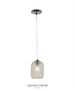 LAMPARA TECHO CRISTAL GRAFILADO LAS-15 A AMBAR Y ORO SATIN
