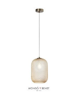 LAMPARA TECHO CRISTAL GRAFILADO LAS-20 A AMBAR Y ORO SATIN