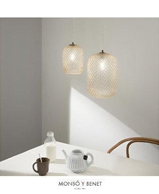 LAMPARA TECHO CRISTAL GRAFILADO LAS-20 A AMBAR Y ORO SATIN