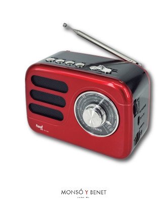 RADIO RETRO AM-FM-SW USB + MicroSD + BT RV-1183 R COLOR ROJO