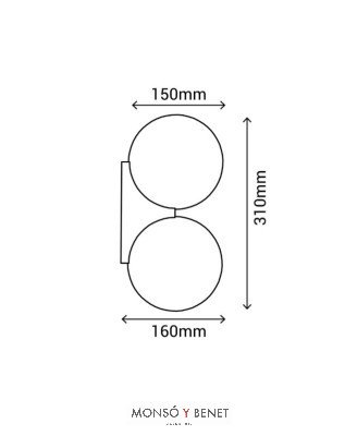 APLIQUE DOBLE BOLA G9 IP44 OB-2 NEGRO