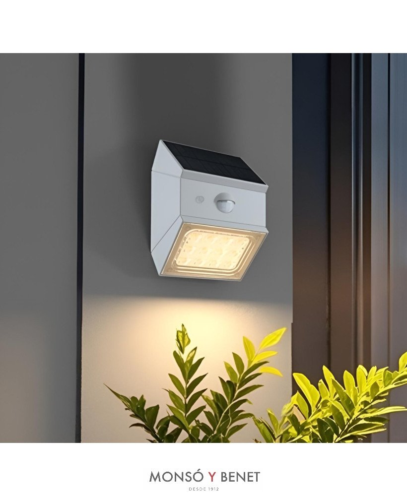 APLIQUE SOLAR CON DETECTOR PIR AS-7511 B BLANCO IP65
