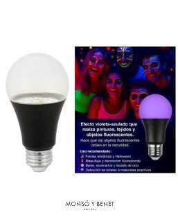 BOMBILLA LED LUZ NEGRA BLB 10SNBLB 230V 10W E27