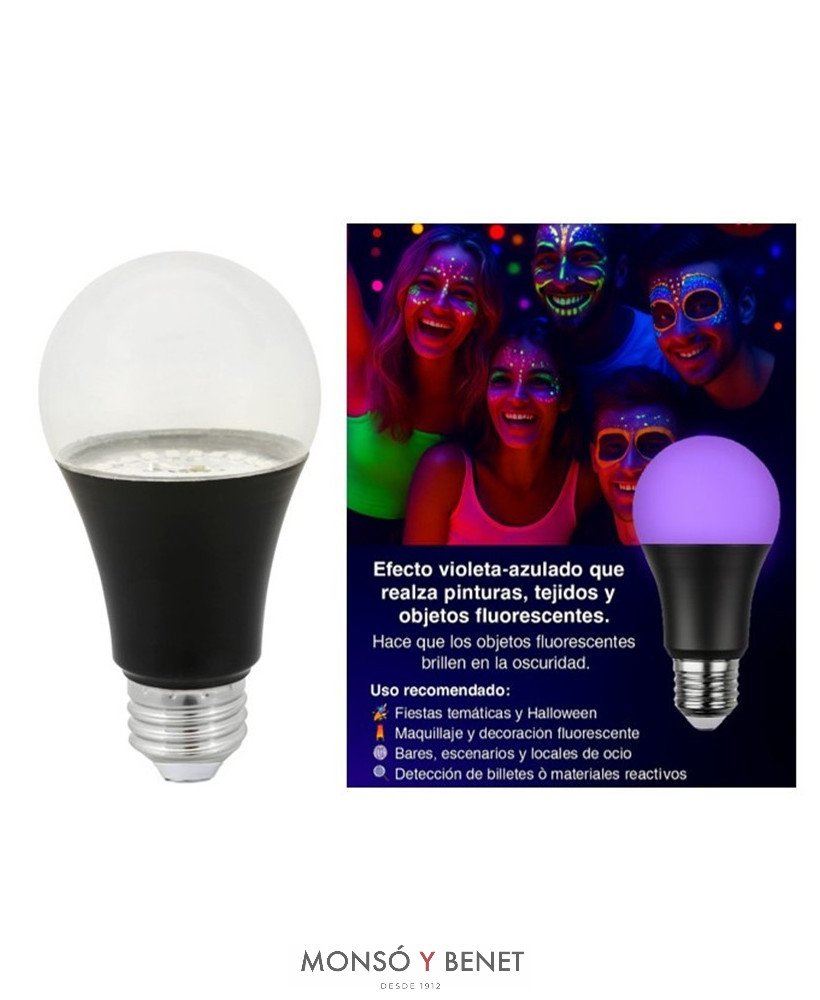 BOMBILLA LED LUZ NEGRA BLB 10SNBLB 230V 10W E27
