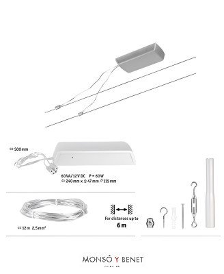 KIT CATENARIA 2x6m CORDUCM BASE CROMO MATE