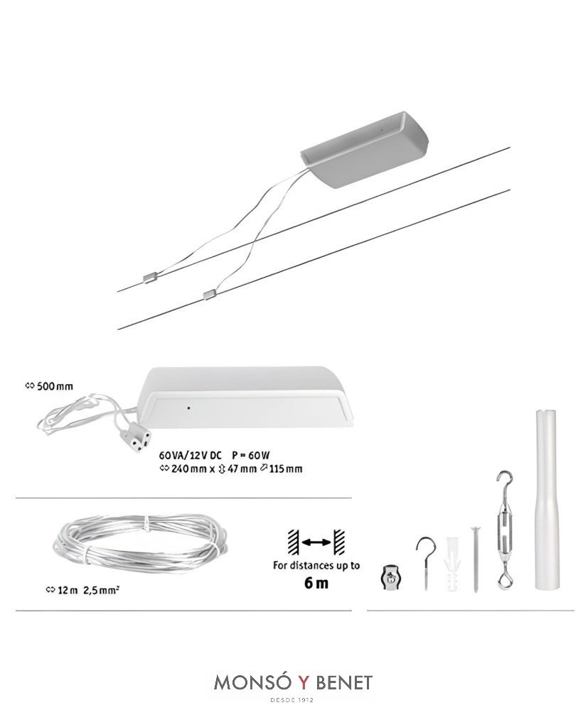 KIT CATENARIA 2x6m CORDUCM BASE CROMO MATE
