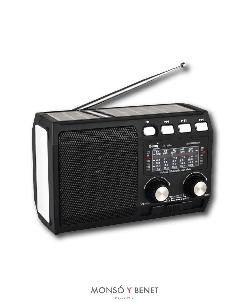 RADIO LINTERNA RECARGA DINAMO Y SOLAR RLD-1857