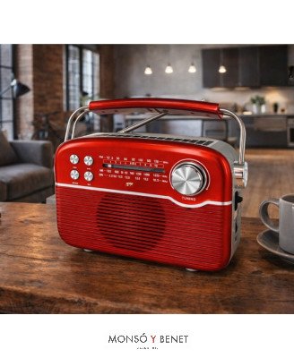 RADIO RETRO AM-FM-SW USB + TF + BT RV-1861 R COLOR ROJO