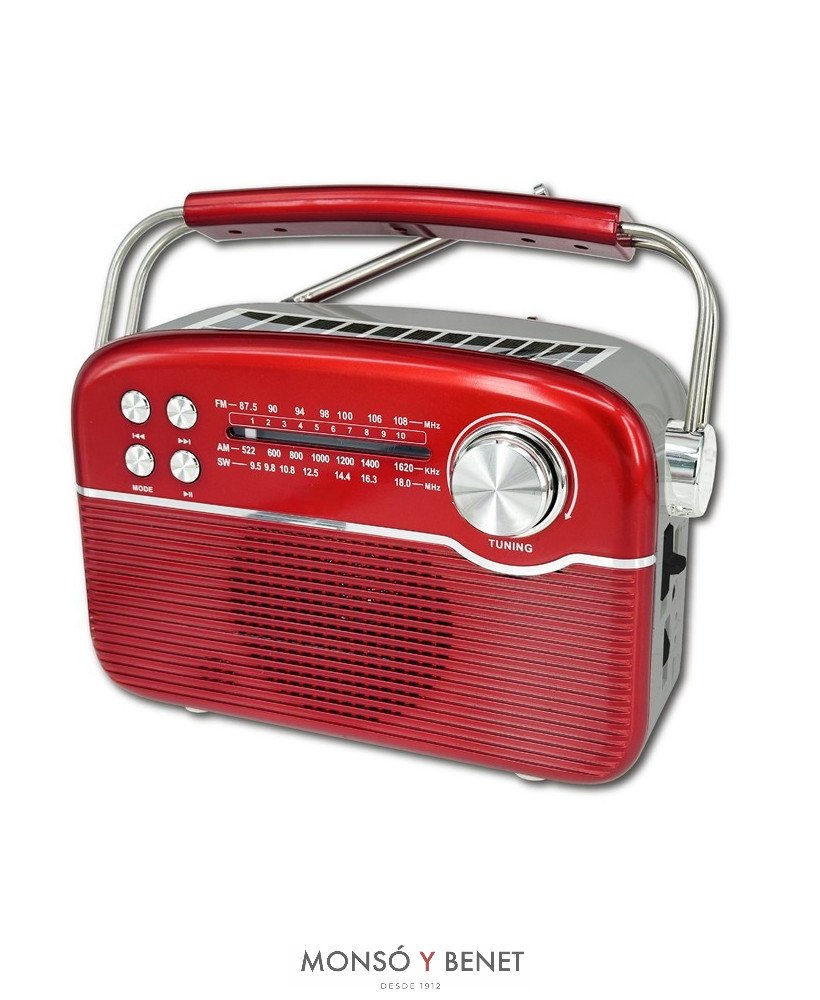 RADIO RETRO AM-FM-SW USB + TF + BT RV-1861 R COLOR ROJO