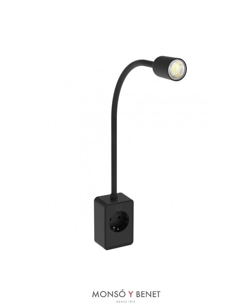 FLEXO LED PARA ENCHUFAR A PARED ANT N NEGRO