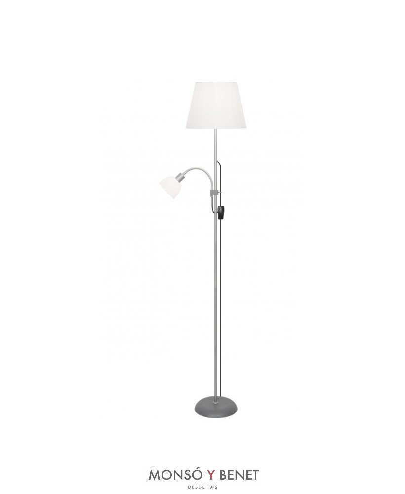 LAMPARA DE PIE CON LECTOR LP-1622 P PLATA