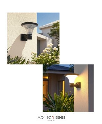 APLIQUE FAROL SOLAR CON DETECTOR FS-53839 NEGRO