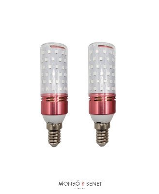 PACK 2 BOMBILLAS LED ROJA TUBULAR MELATONINA 230V-8W. E14