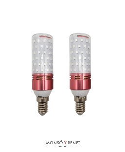 PACK 2 BOMBILLAS LED ROJA TUBULAR MELATONINA 230V-8W. E14