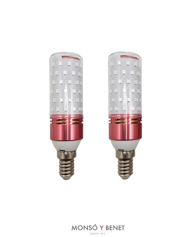 PACK 2 BOMBILLAS LED ROJA TUBULAR MELATONINA 230V-8W. E14