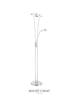 LAMPARA DE PIE LED DIMABLE CON LECTOR ANELLO CROMO MATE