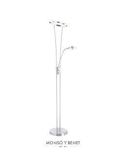 LAMPARA DE PIE LED DIMABLE CON LECTOR ANELLO CROMO MATE