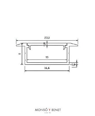 KITBER18 - Perfil empotrar aluminio 2 m con difusor opal