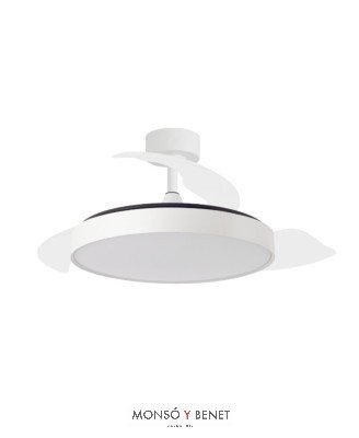 SIDNEYB - Ventilador retráctil blanco Ø50/110 cm con luz LED