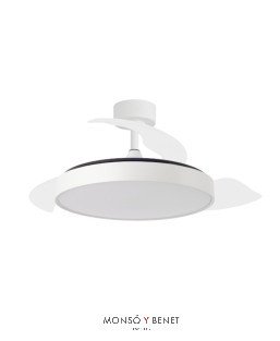SIDNEYB - Ventilador retráctil blanco Ø50/110 cm con luz LED