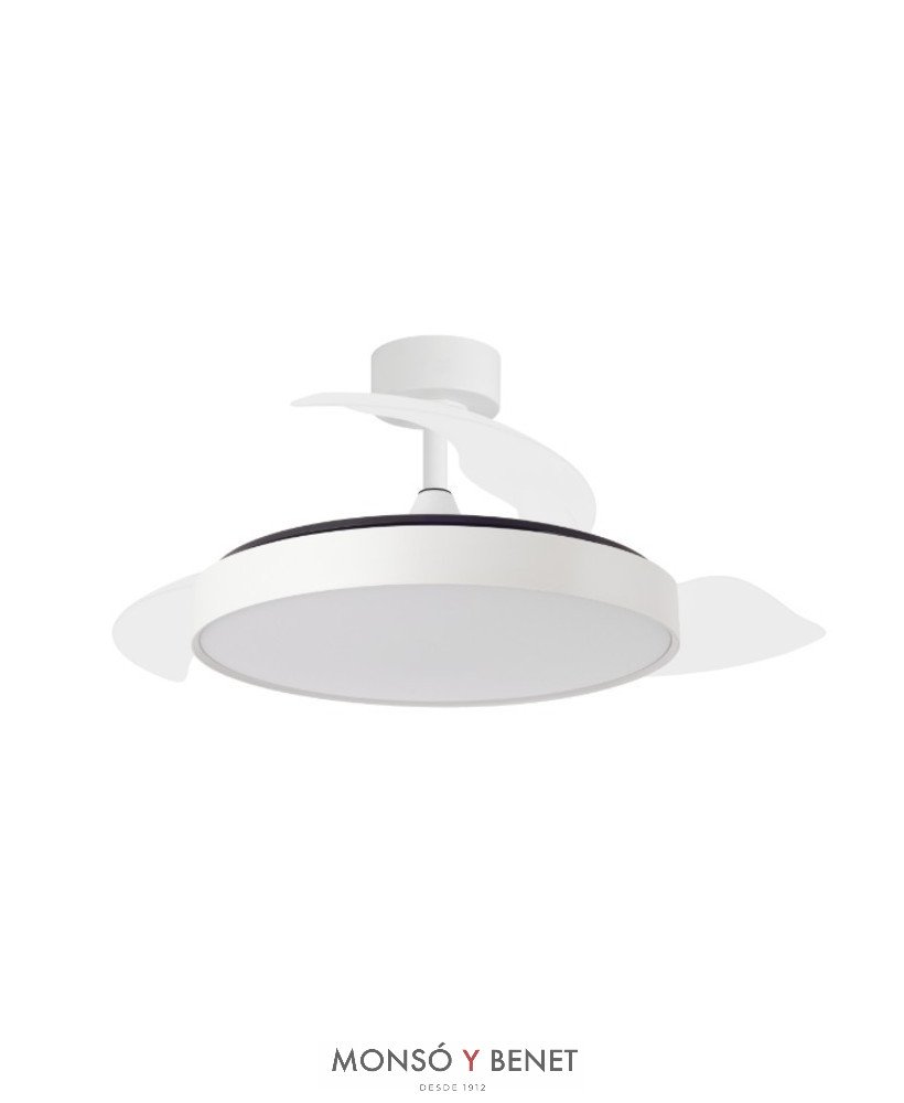 SIDNEYB - Ventilador retráctil blanco Ø50/110 cm con luz LED