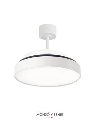 SIDNEYB - Ventilador retráctil blanco Ø50/110 cm con luz LED
