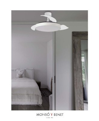 SIDNEYB - Ventilador retráctil blanco Ø50/110 cm con luz LED
