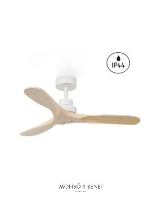 Ventilador de techo Ø107 cm IP44 con aspas madera de pino