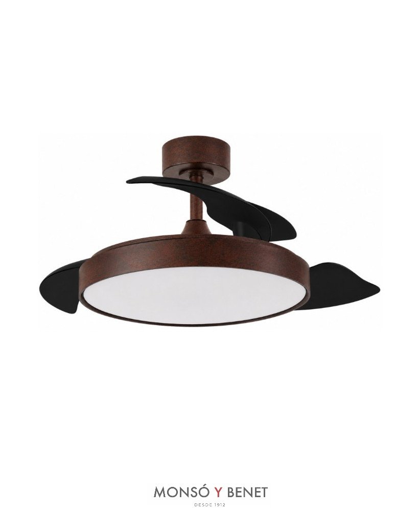 SIDNEYOX - Ventilador retráctil óxido Ø50/110 cm con luz LED