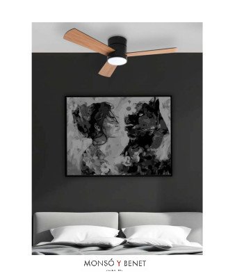 VT680N -Ventilador de techo negro/madera Ø132 cm con luz LED