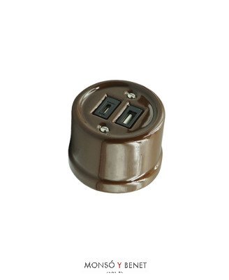 BASE USB A+C 9229PM PORCELANA MARRÓN SUP. FBDS