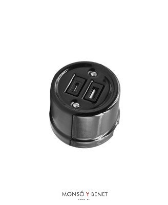 BASE USB A+C 9229PN PORCELANA NEGRO SUP. FBDS
