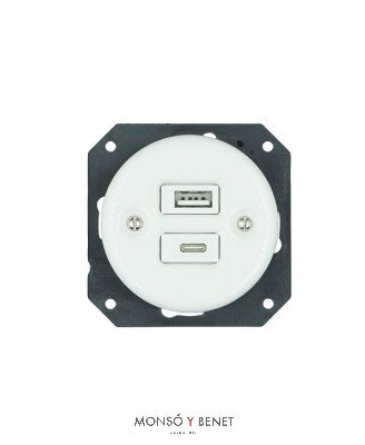BASE USB A+C 9209PB PORCELANA BLANCO EMPOTRAR FBDE
