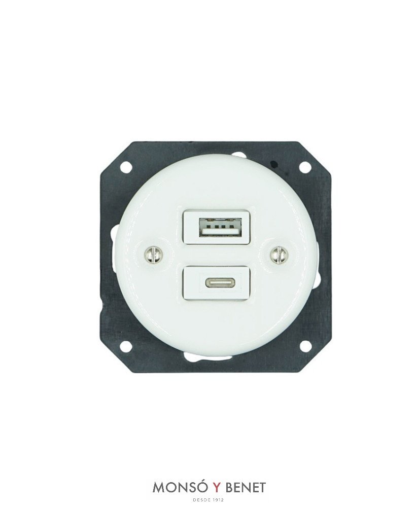 BASE USB A+C 9209PB PORCELANA BLANCO EMPOTRAR FBDE