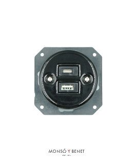 BASE USB A+C 9209PN PORCELANA NEGRO EMPOTRAR FBDE