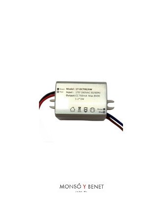 DRIVER LED CORRIENTE CONSTANTE 700mA. 6W 122211