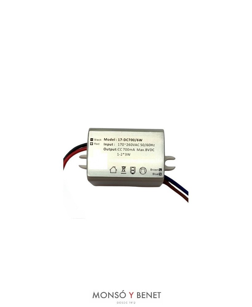 DRIVER LED CORRIENTE CONSTANTE 700mA. 6W 122211